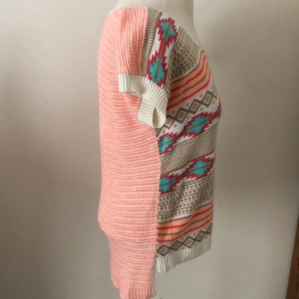 Women’s Cotton emporium Scoop neck short sleeve boho sweater small southwestern